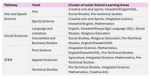 CBC Junior School Cluster Learning Areas for Senior School Pathways